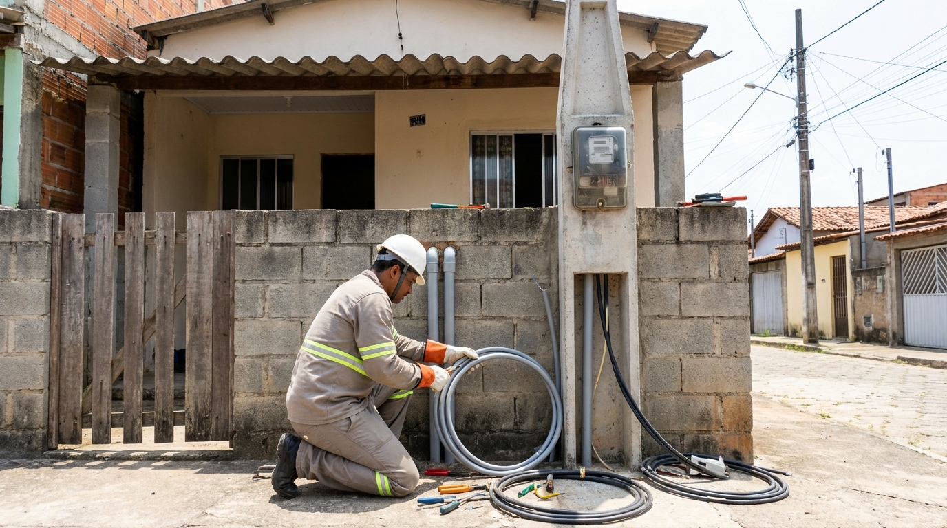 Instalação de Poste Padrão na Morada do Sol, Vila Velha‑ES