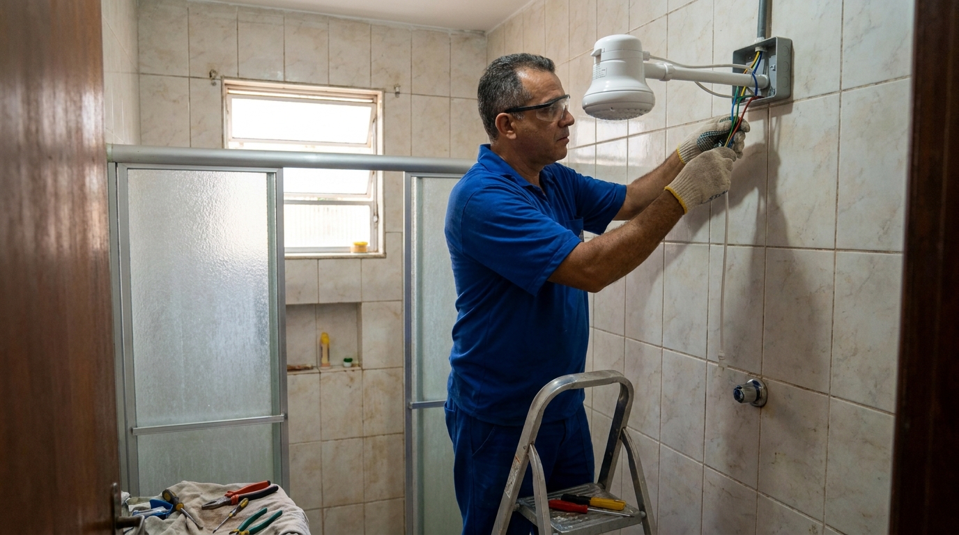 Substituição de Chuveiro Antigo na Alvorada, Vila Velha‑ES